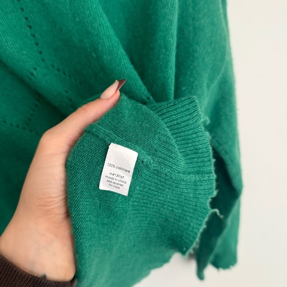 27 Miles 100% cashmere peace sign sweater green size medium - Picture 3 of 5